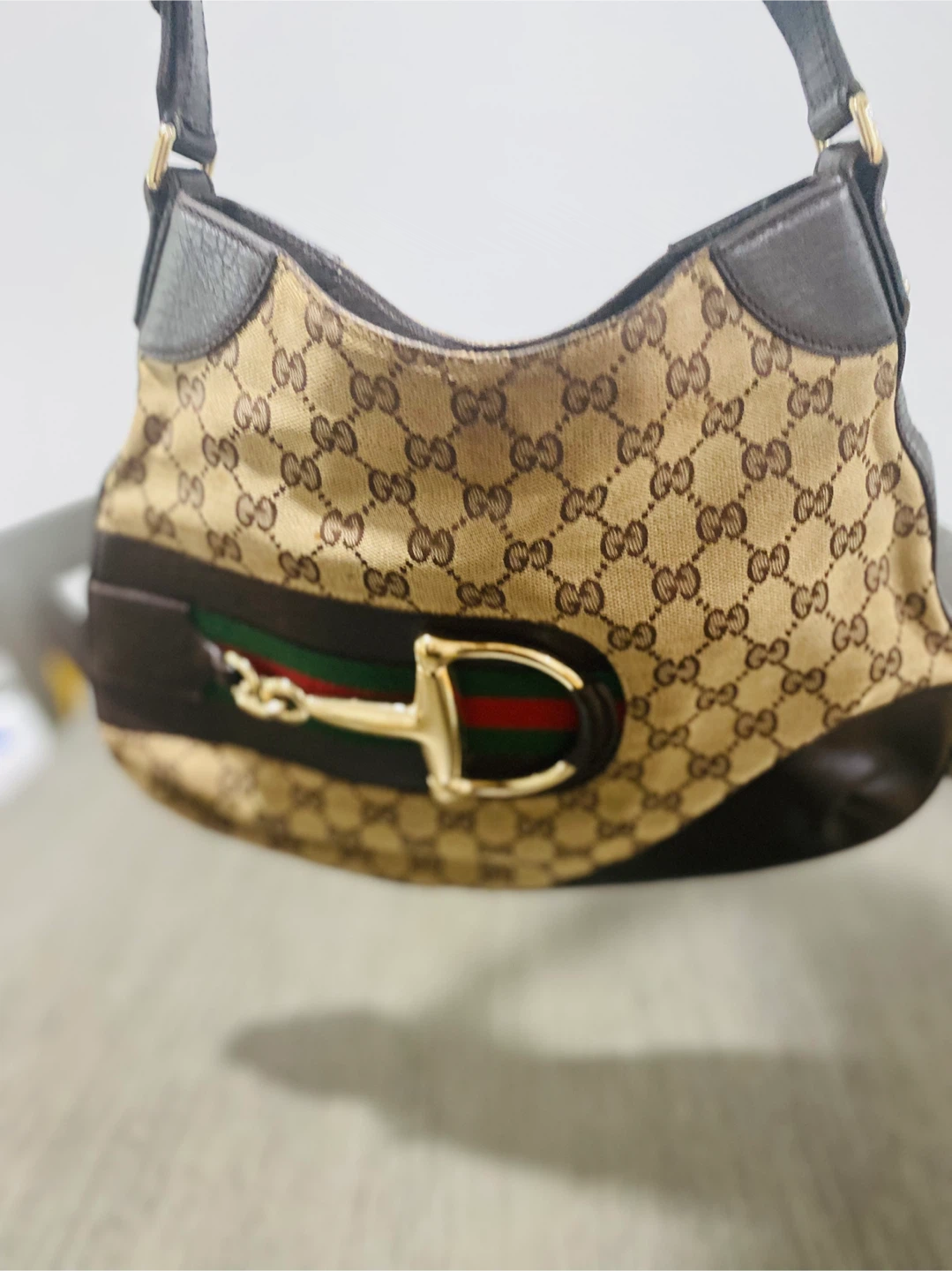 Gucci Horsebit GG Canvas Hobo Bag