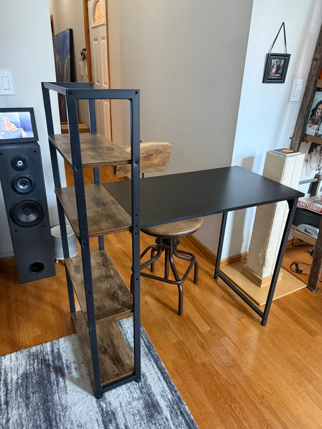 Black Desk with Bookshelf - photo 2