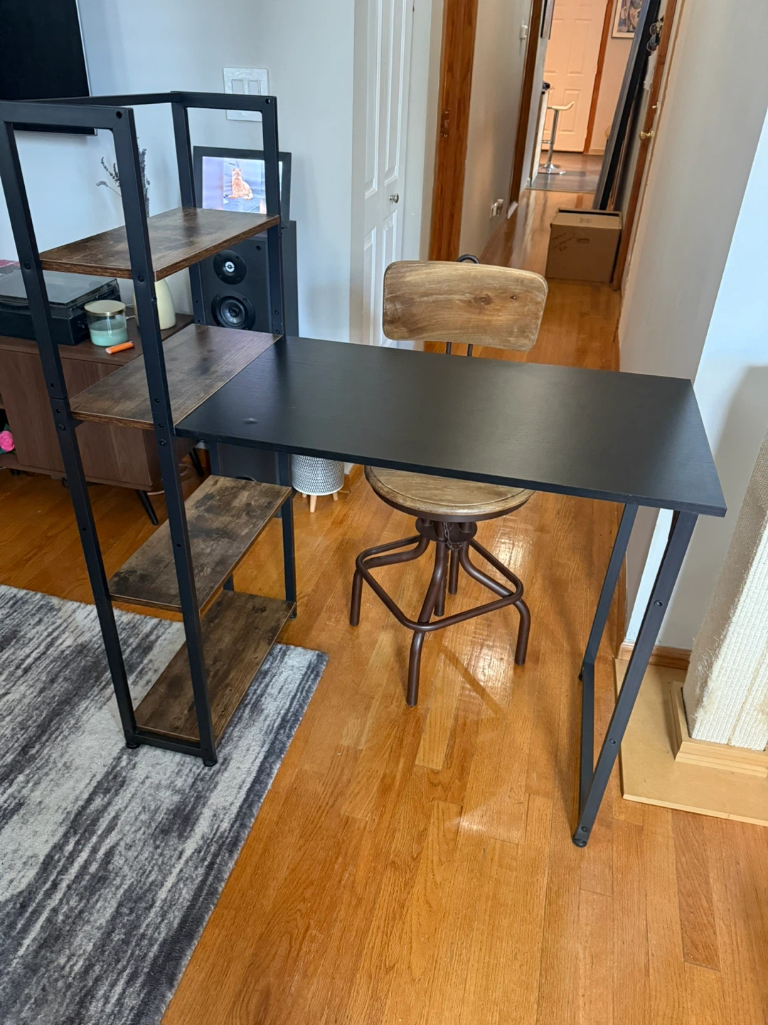 Black Desk with Bookshelf