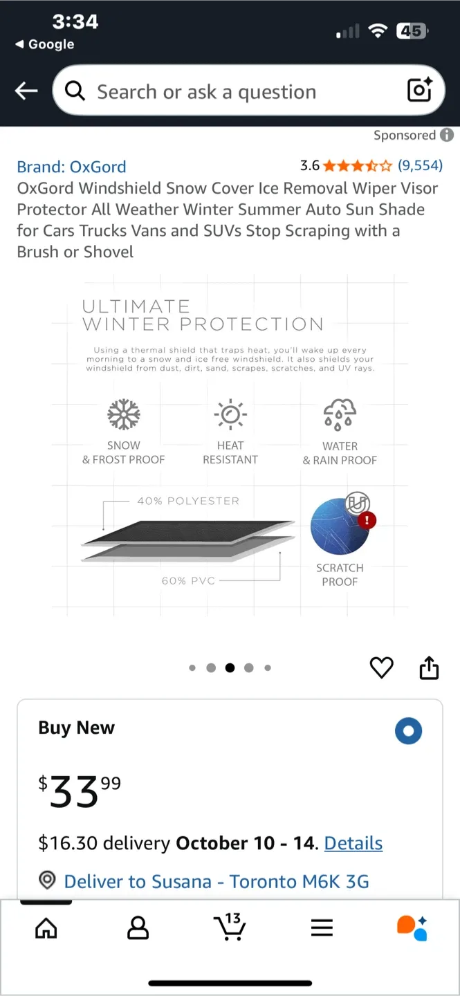 OxGord Weather Cover - Fits Cars, SUVs, Trucks image indicator(4)