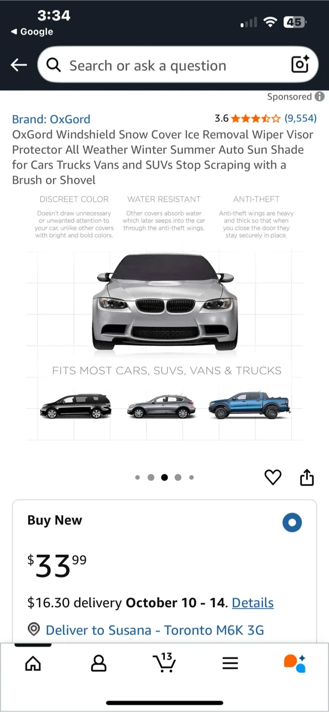 OxGord Weather Cover - Fits Cars, SUVs, Trucks image indicator(3)