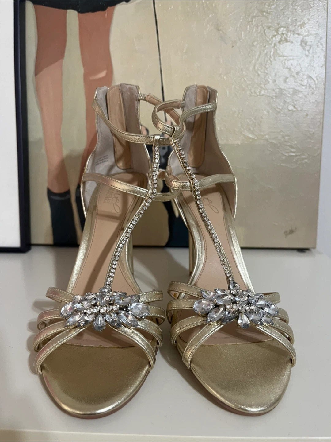 Jewel Badgley Mischka Gold Heels, Size 8.5 - photo 4