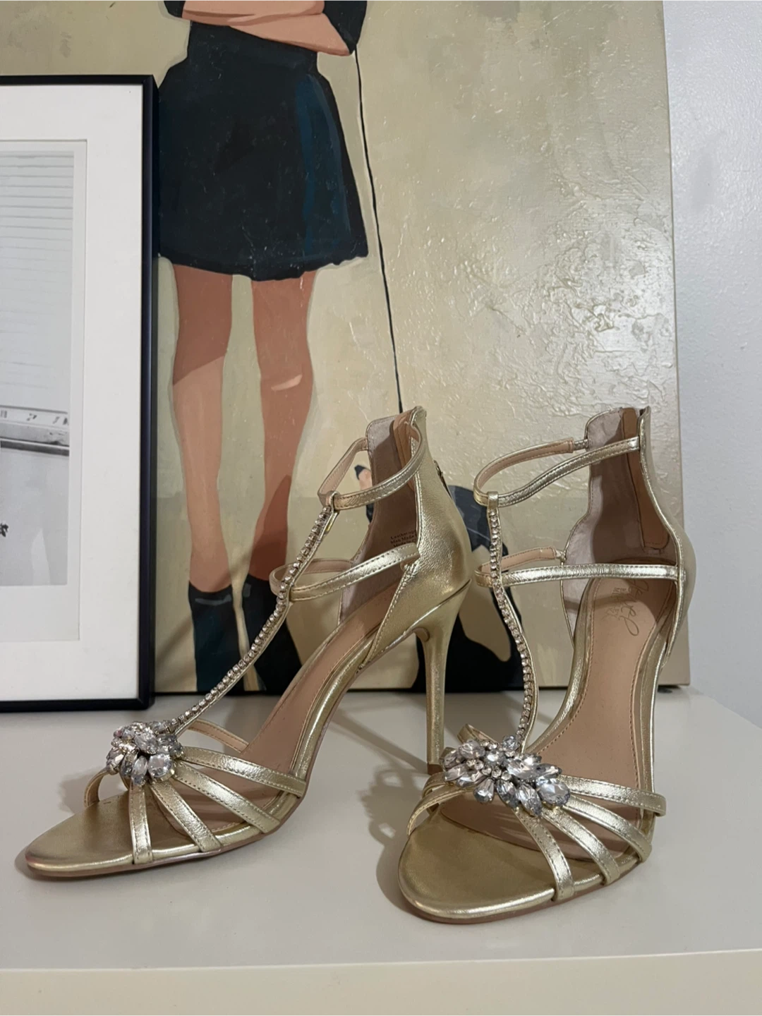 Jewel Badgley Mischka Gold Heels, Size 8.5 - photo 2