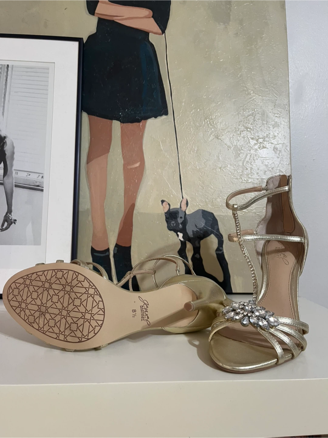 Jewel Badgley Mischka Gold Heels, Size 8.5 - photo 3