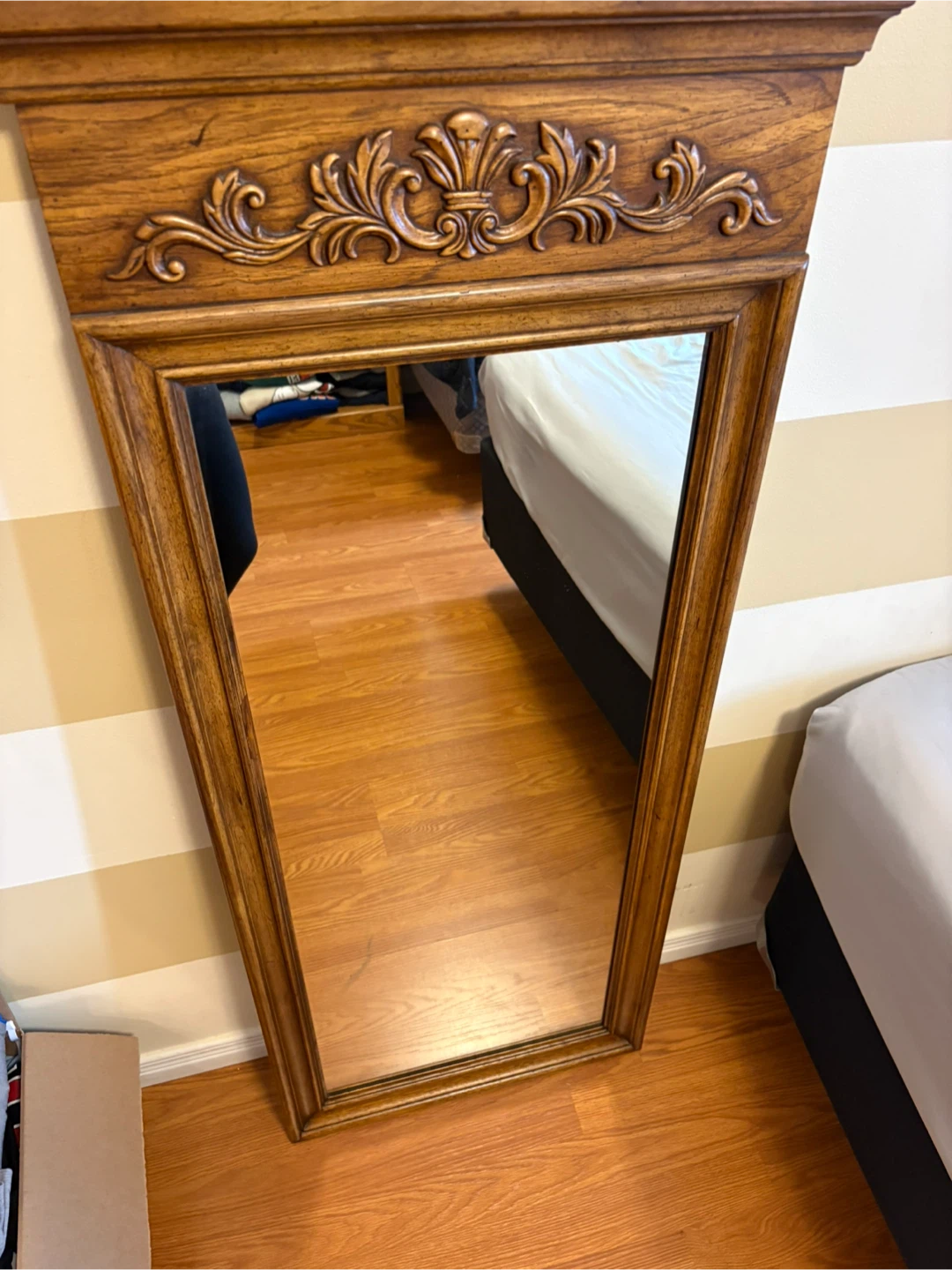 2 Ornate Wood Framed Wall Mirror (vintage)