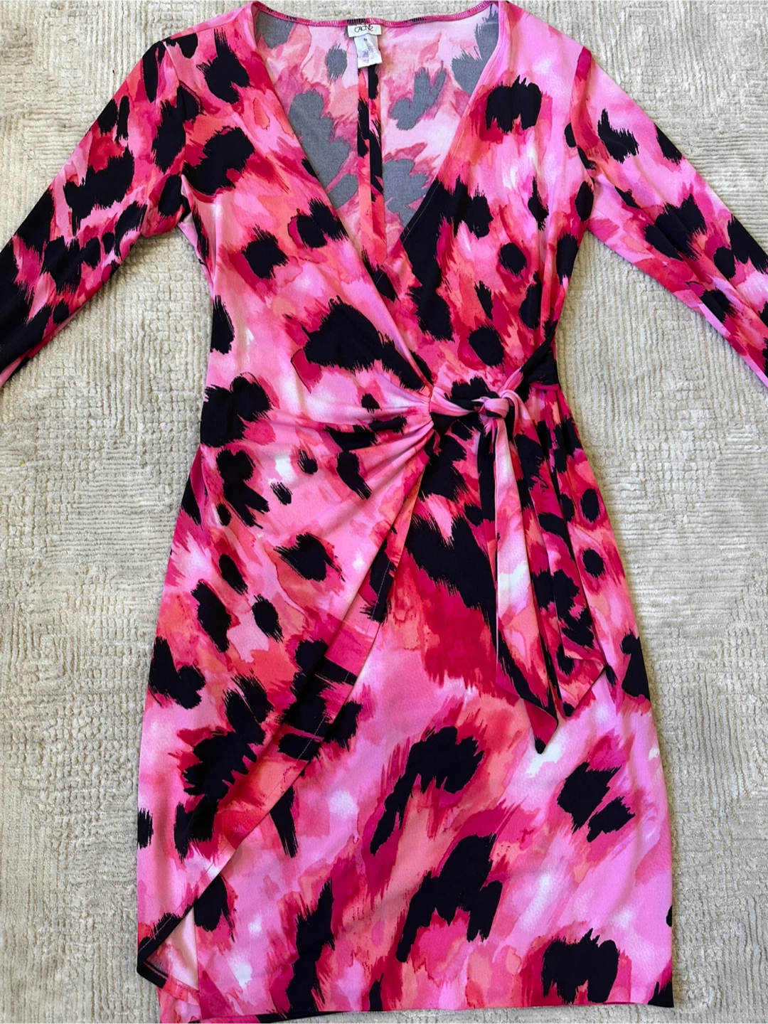 Cache Pink & Black Wrap Dress - Size M