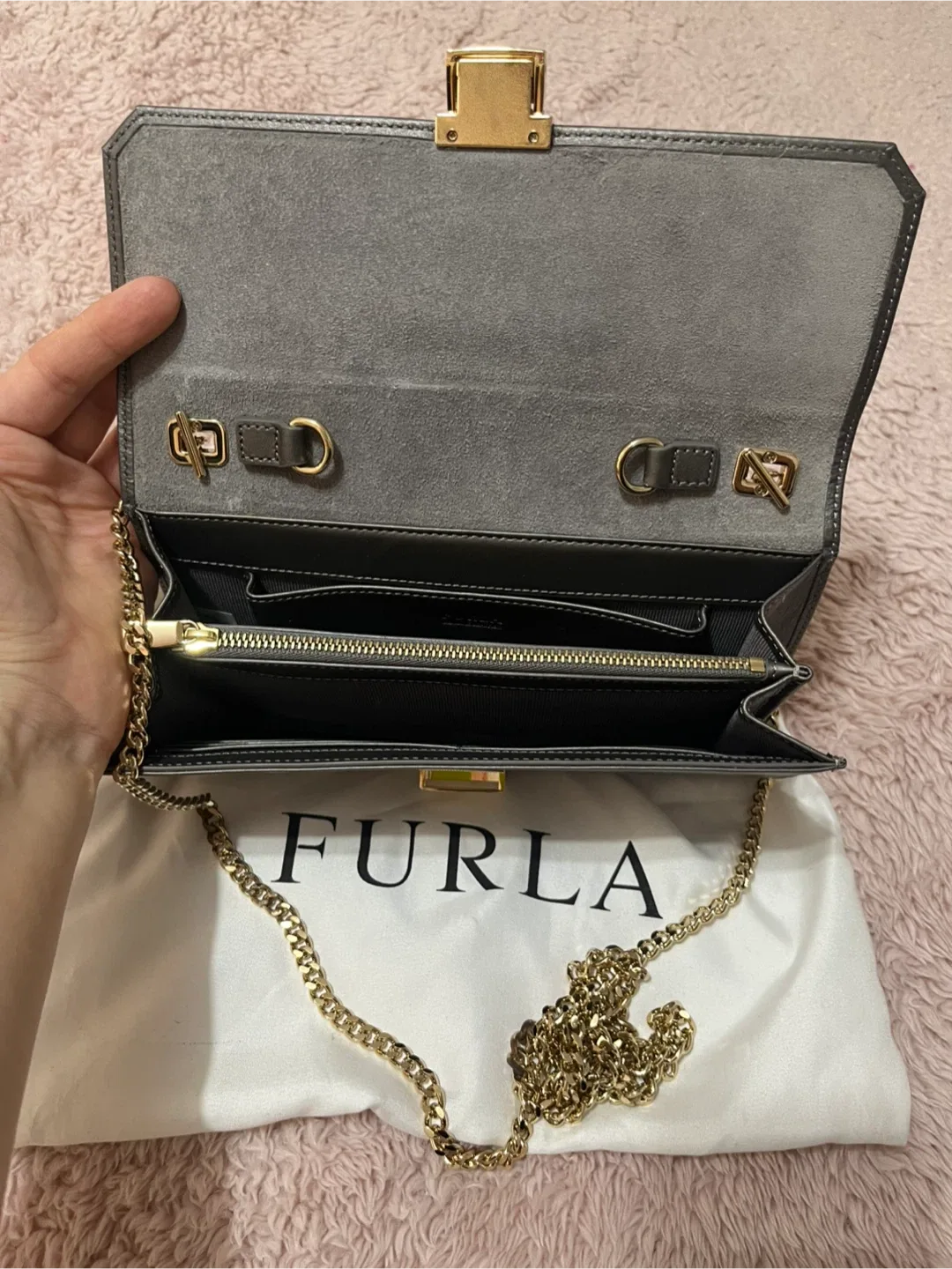 Furla Gray Leather Crossbody Bag image indicator(3)
