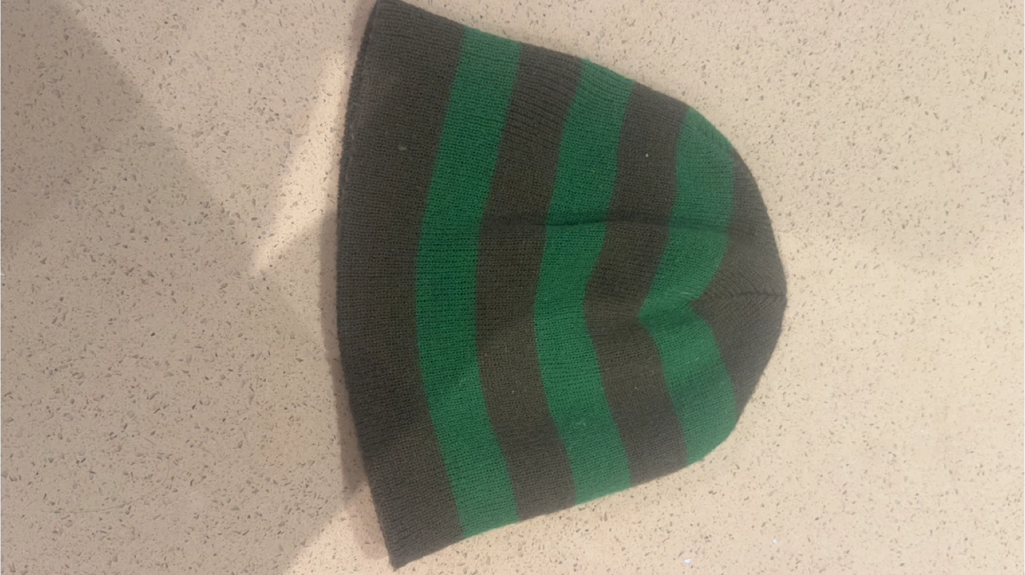 Handmade Knit Beanies - Purple and Green