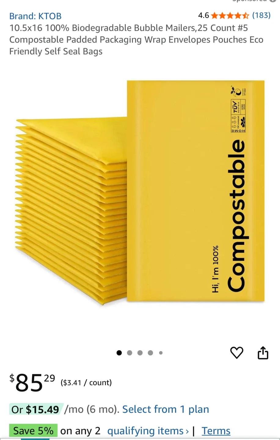 Compostable 10.5x 16 inch Shipping Envelopes image indicator(6)