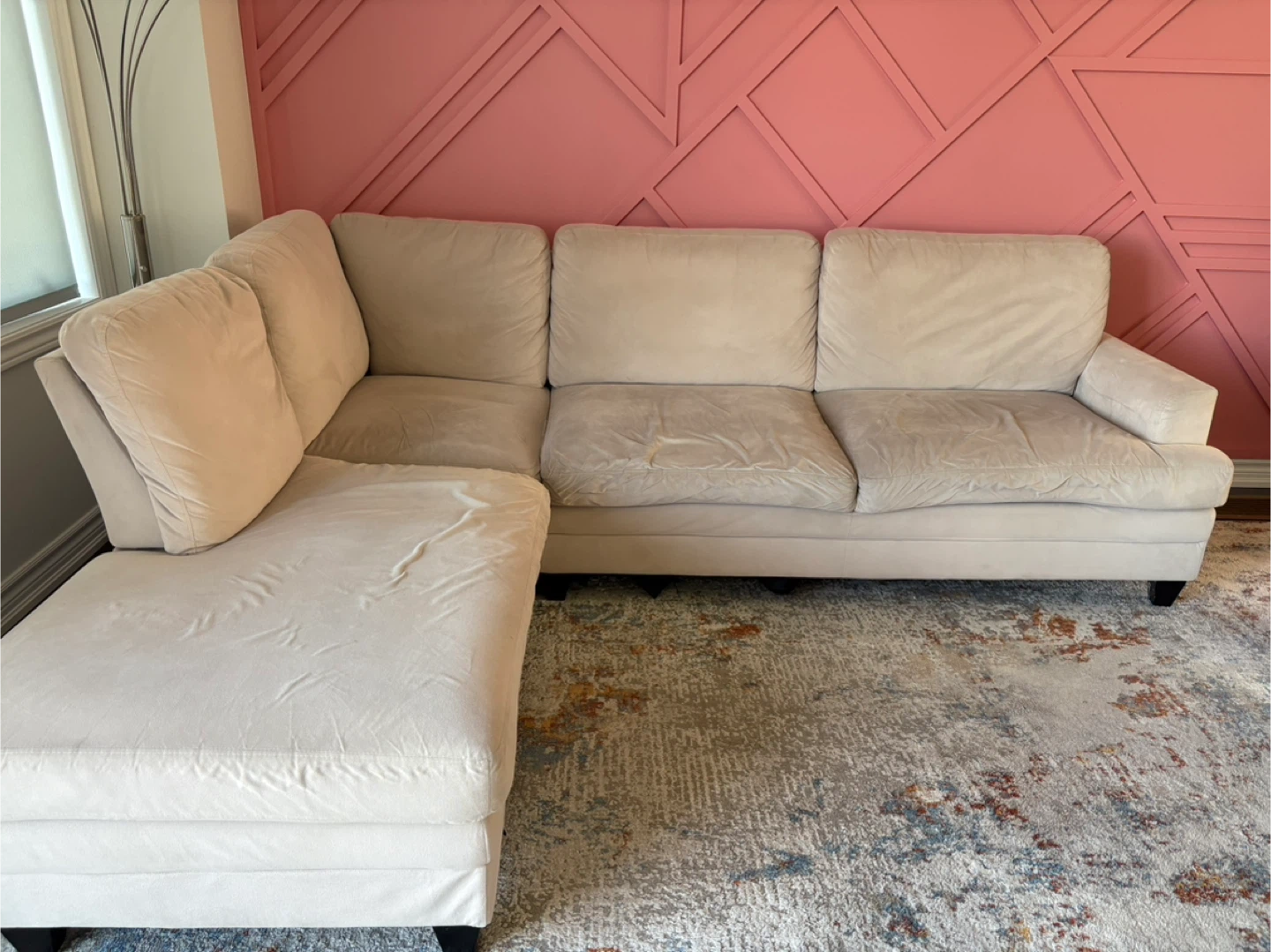 Beige Sectional Sofa with Chaise Lounge - photo 3