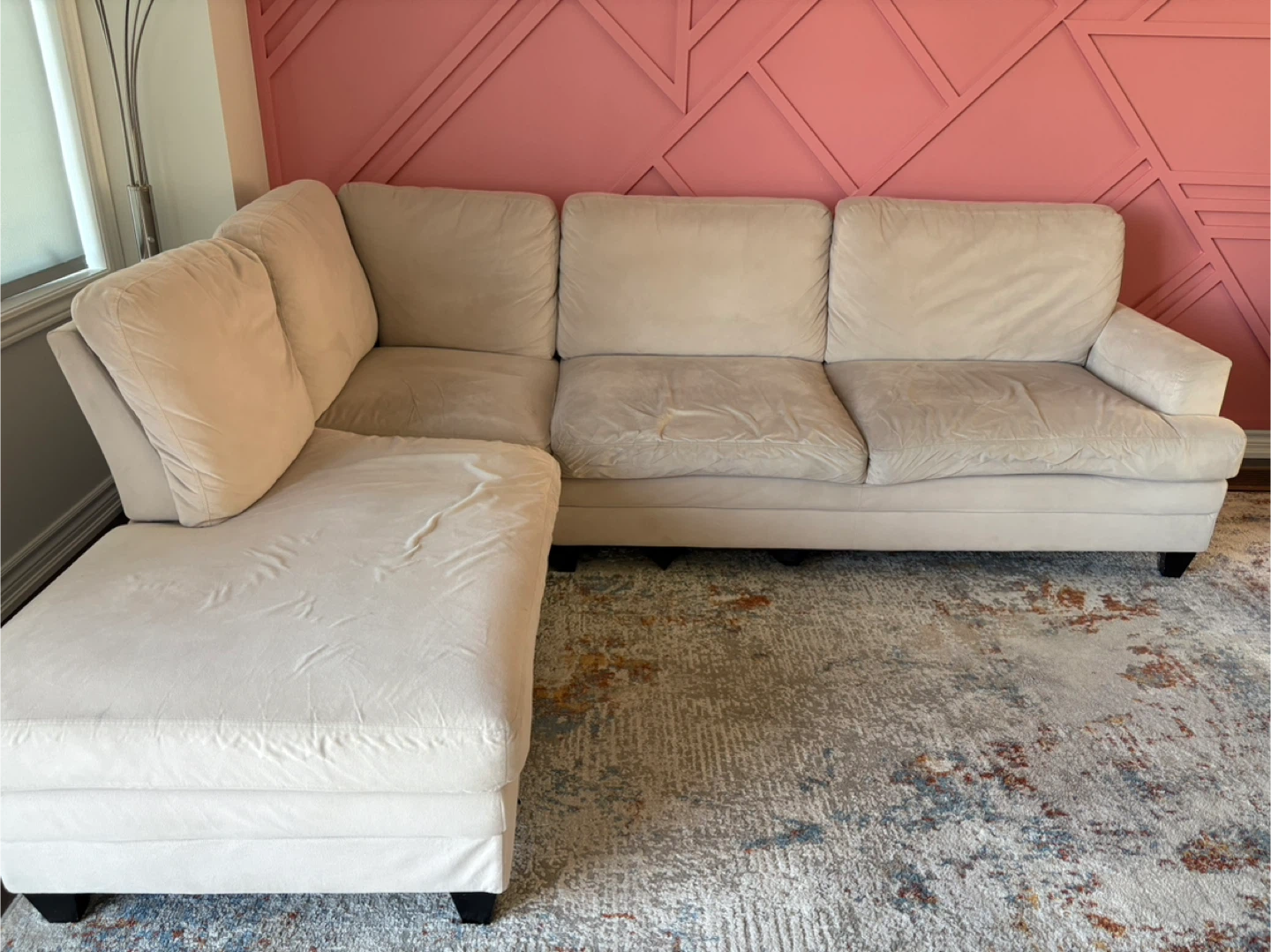 Beige Sectional Sofa with Chaise Lounge - photo 4