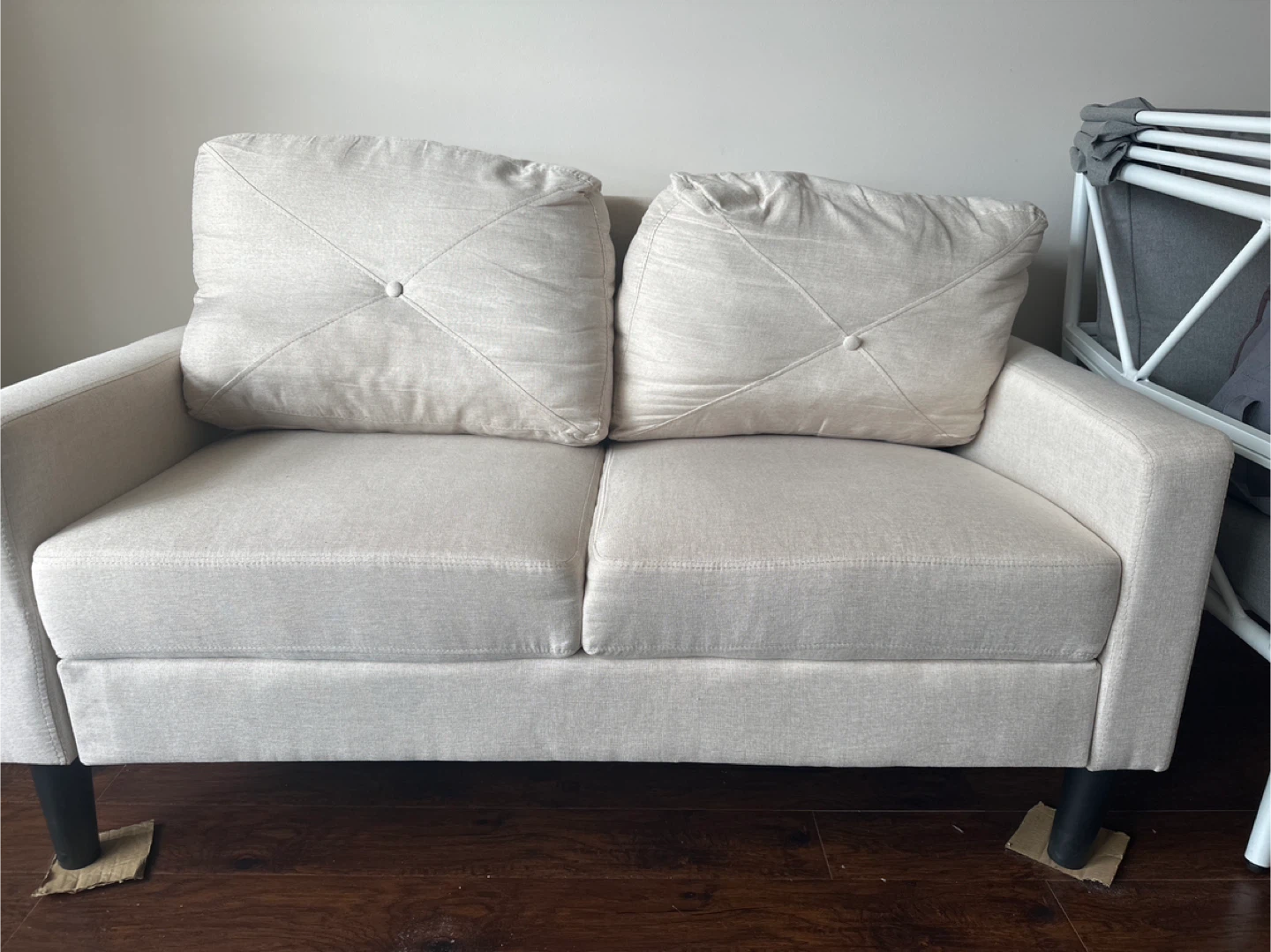 Beige Loveseat Sofa with Pillows - photo 2