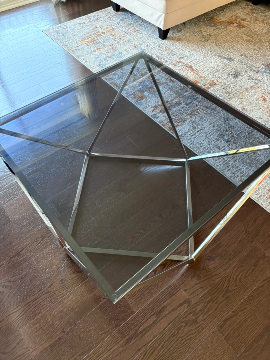 Modern Glass & Chrome Coffee Table