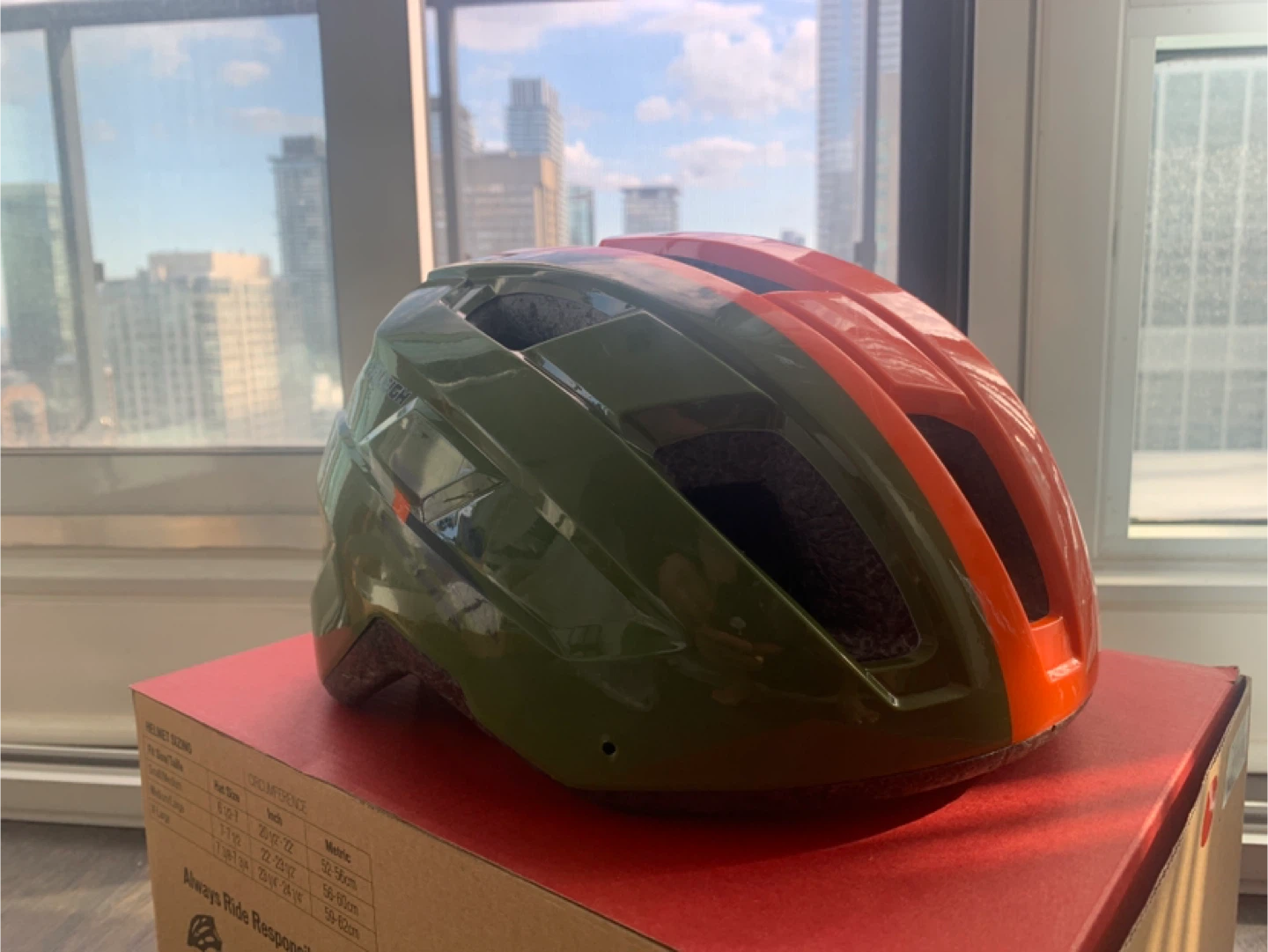 Adult Bike Helmet (58-62cm) - Orange & Green - photo 2