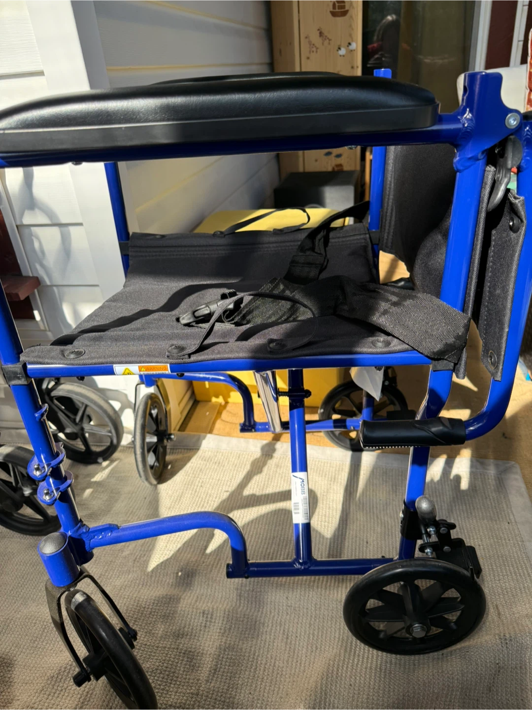 Blue Foldable Transport Wheelchair - photo 2