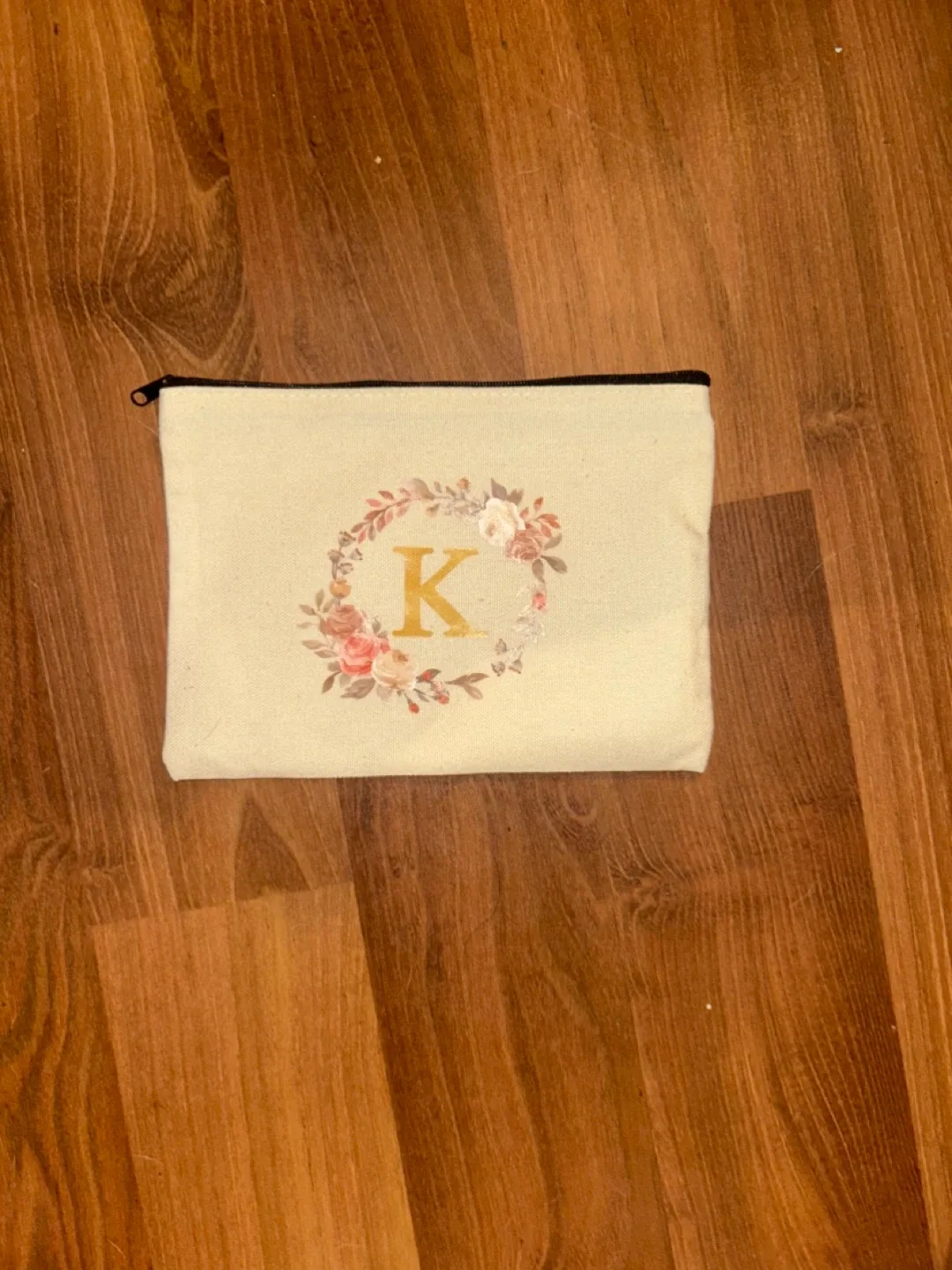 Floral Initial 'K' Zipper Pouch thumbnail