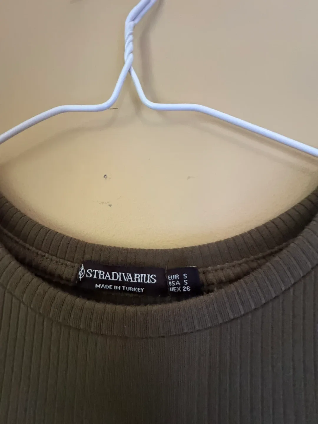 Stradivarius Olive Green Ribbed Midi Dress - Size S image indicator(3)