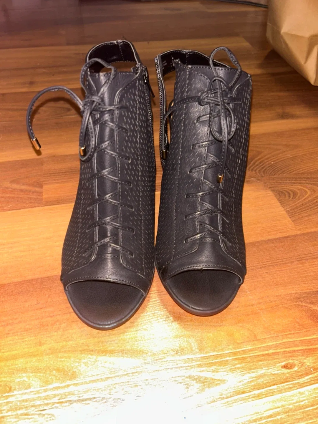 Charlotte Russe Black Peep Toe Heels, Size 9 image indicator(2)