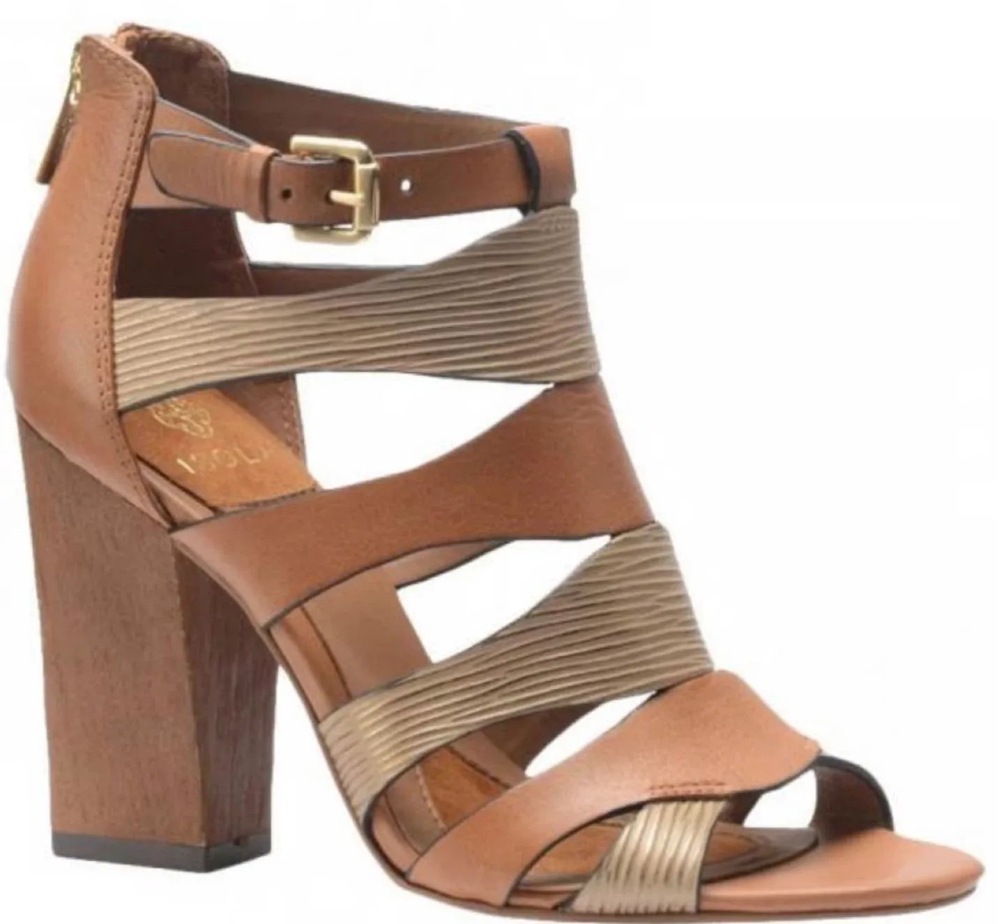 Isola Gold Mocha Gladiator Sandal Block Heels image indicator(2)