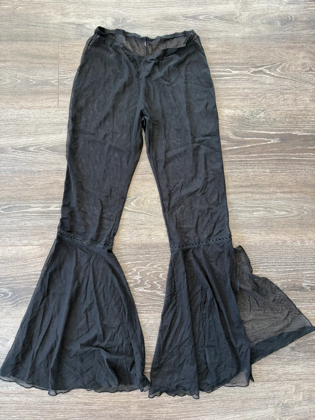 Black mesh Flare Bottom Pants size medium thumbnail