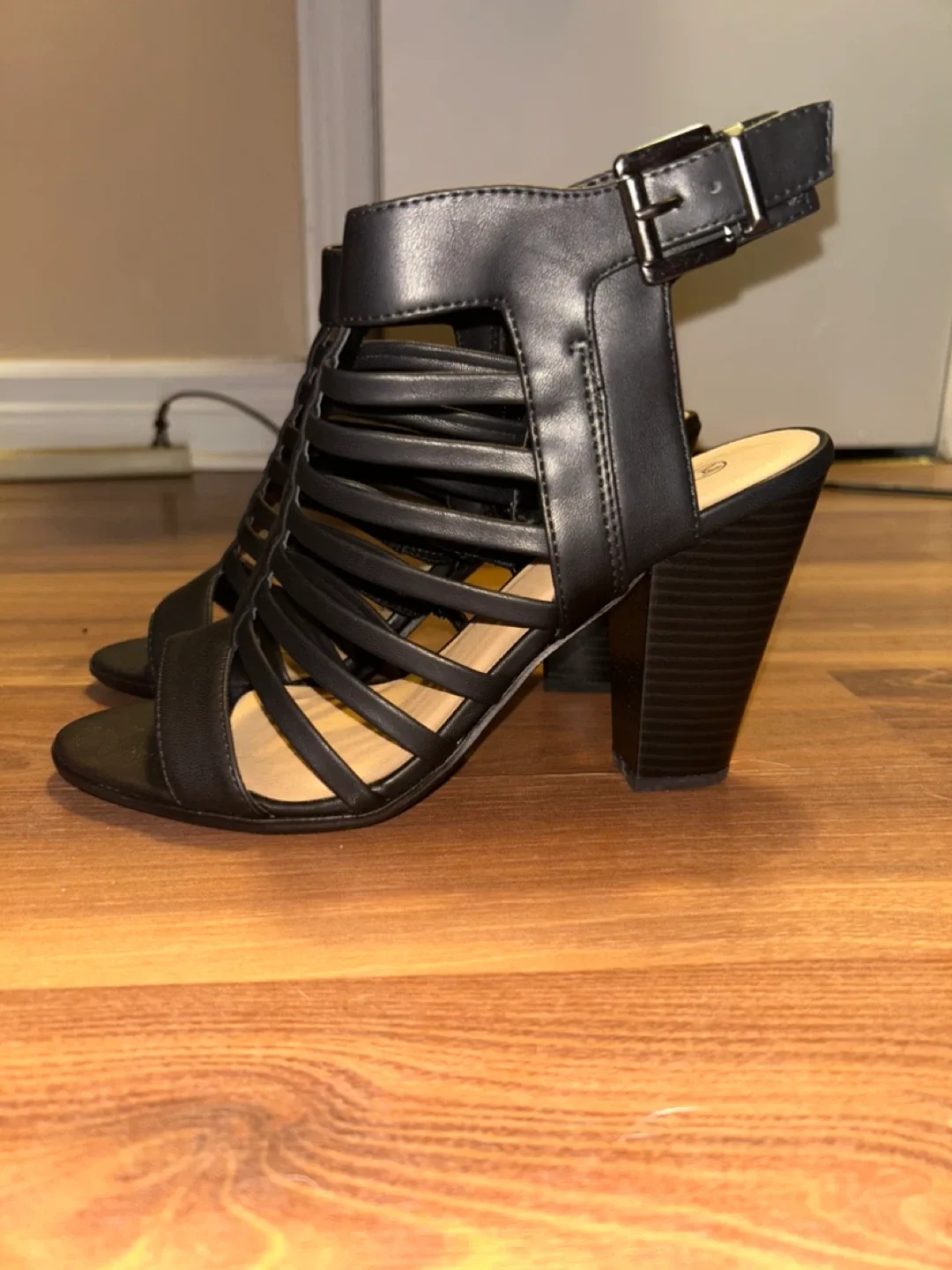 Black Strappy Heels, Size 9 thumbnail
