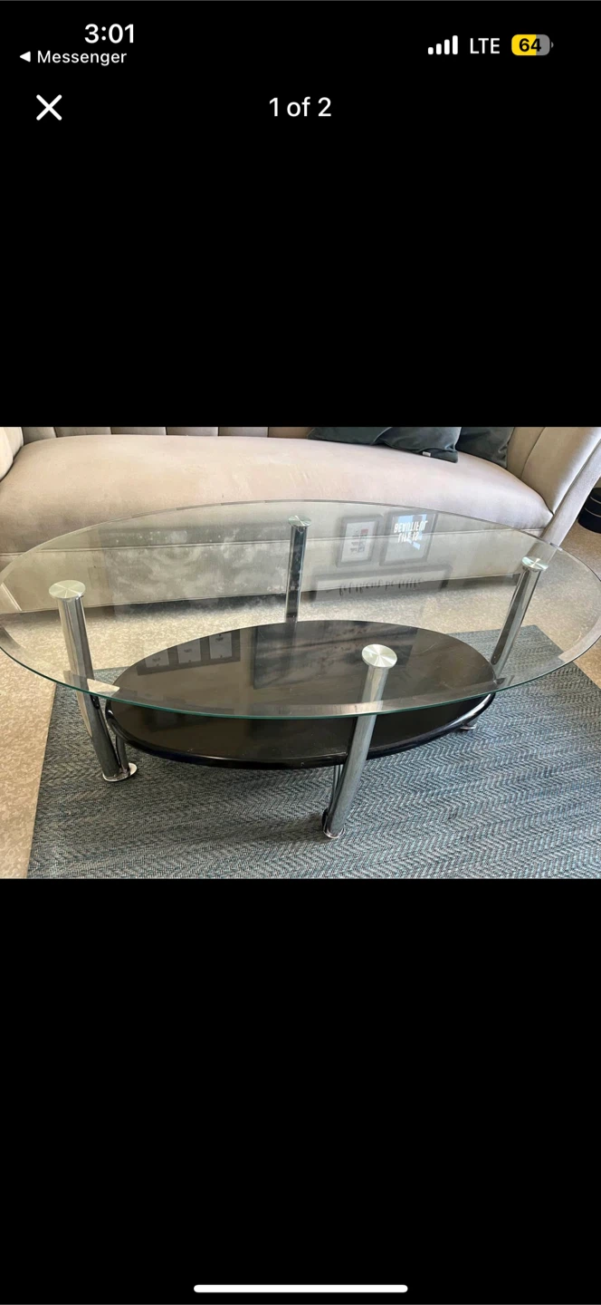 Glass Oval Coffee Table