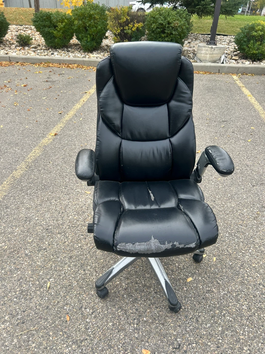 Black Leather Office Chair - Worn