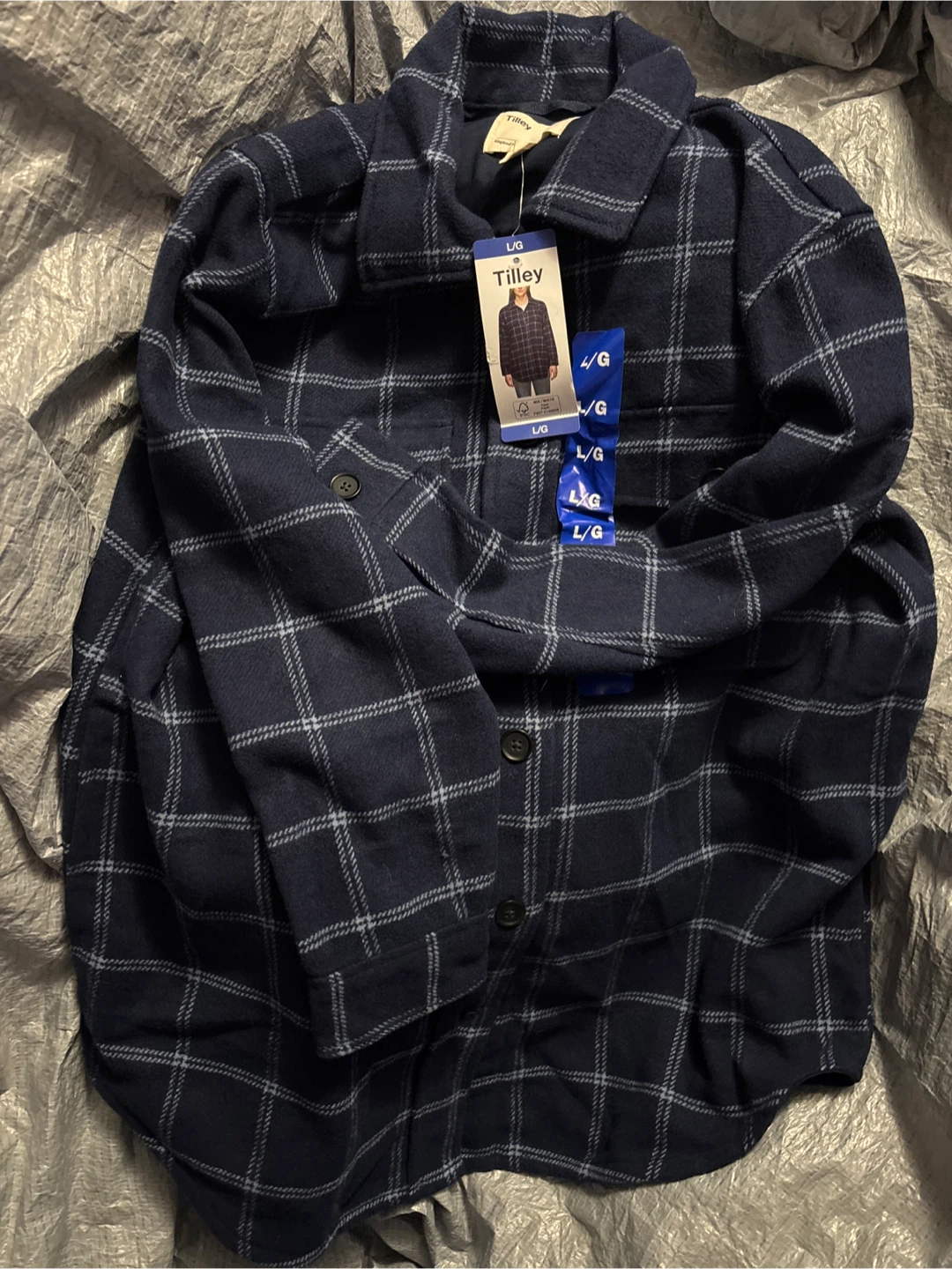 New Tilley Plaid Shirt Jacket - Size L/G