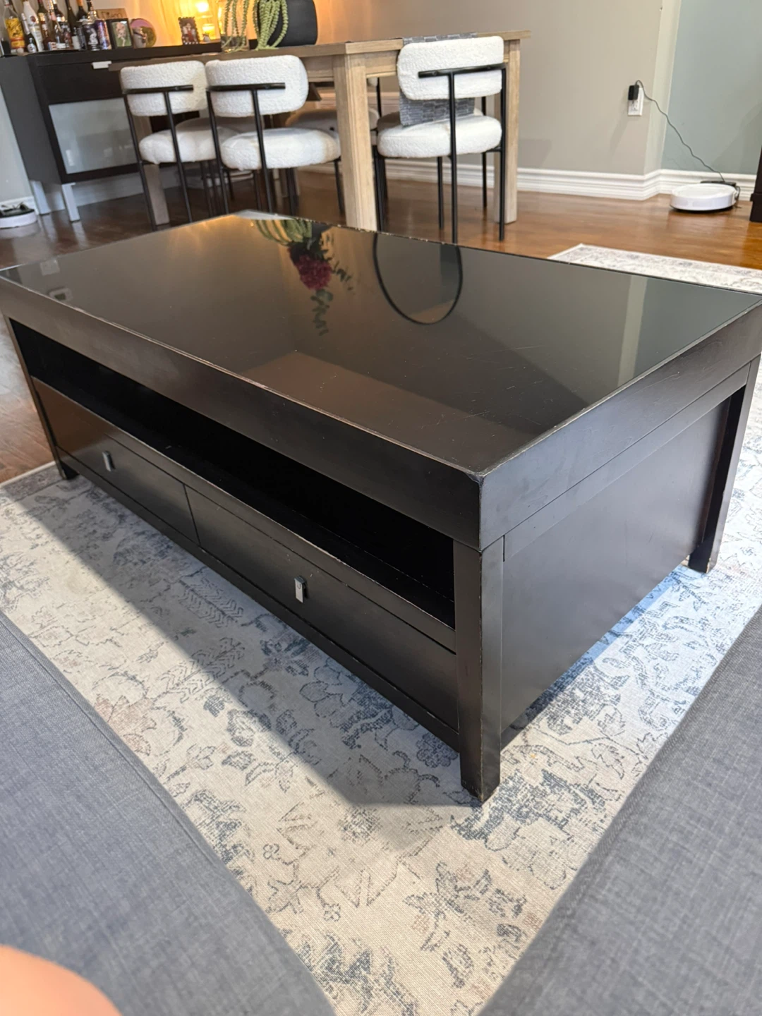 Black Coffee Table with Glass Top