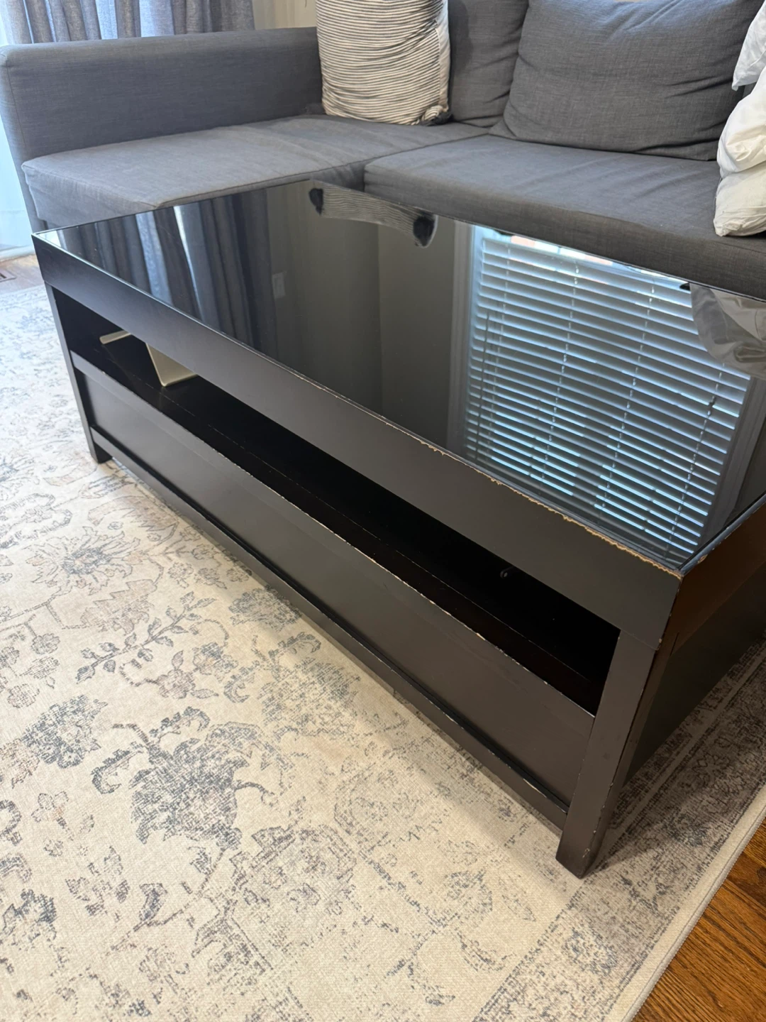 Black Coffee Table with Glass Top - photo 2