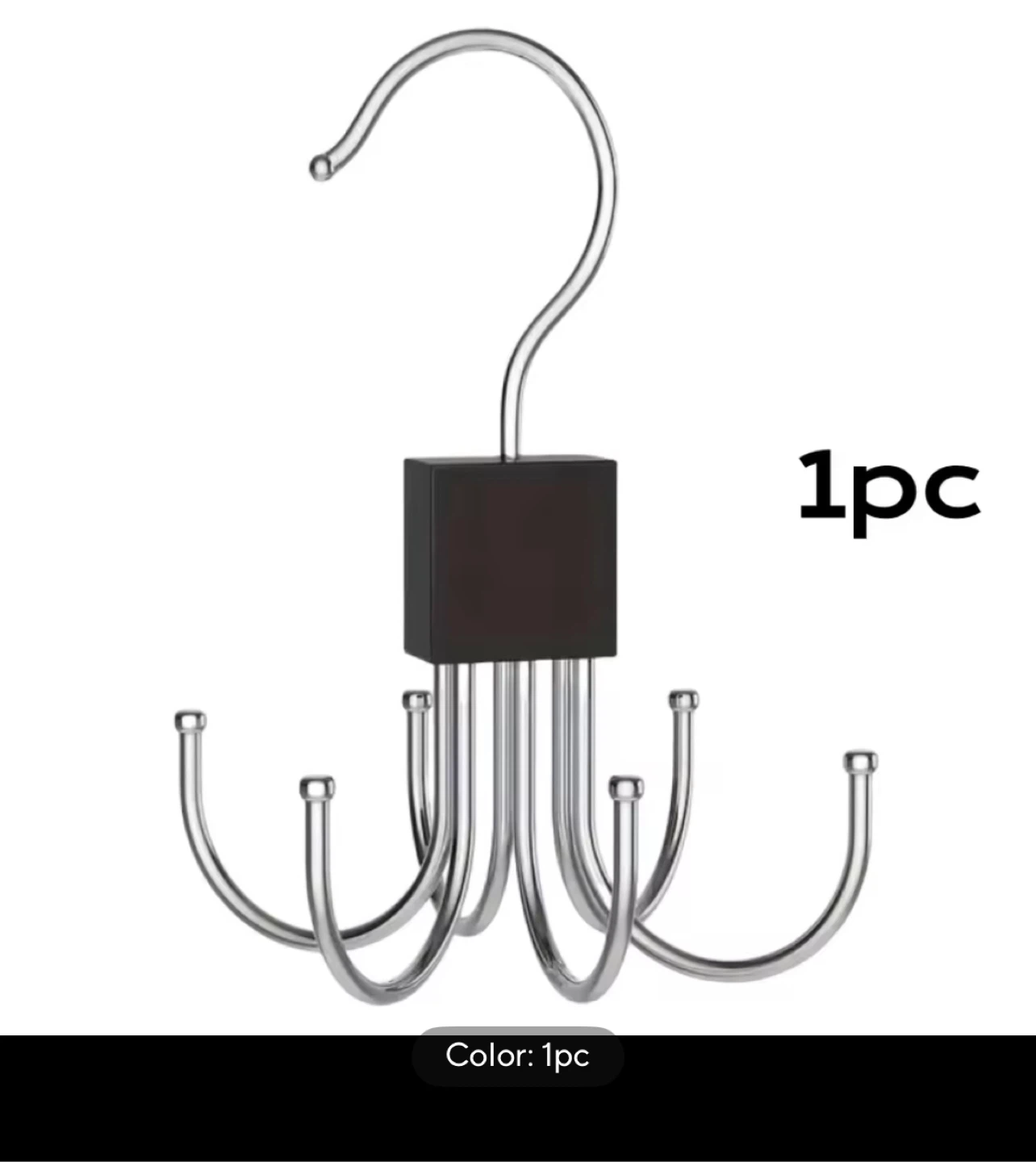 Rotating Hook Hanger - Silver & Black