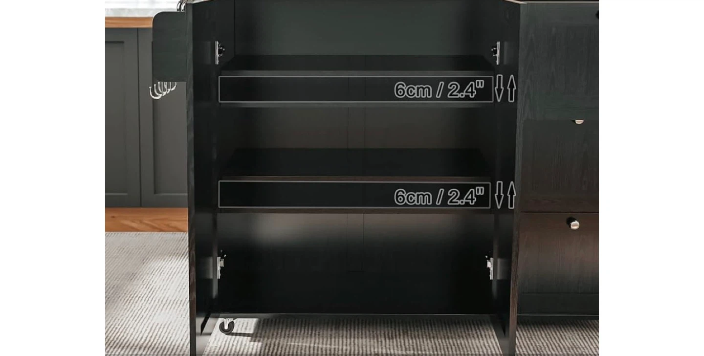 Black Kitchen Island Cart with Stainless Steel Top - photo 2