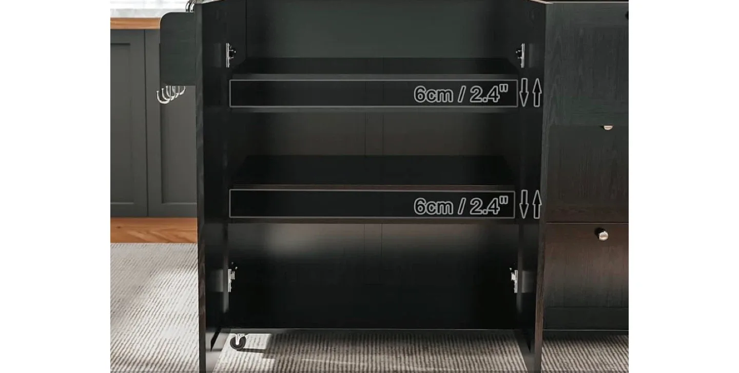 Black Kitchen Island Cart with Stainless Steel Top image indicator(2)