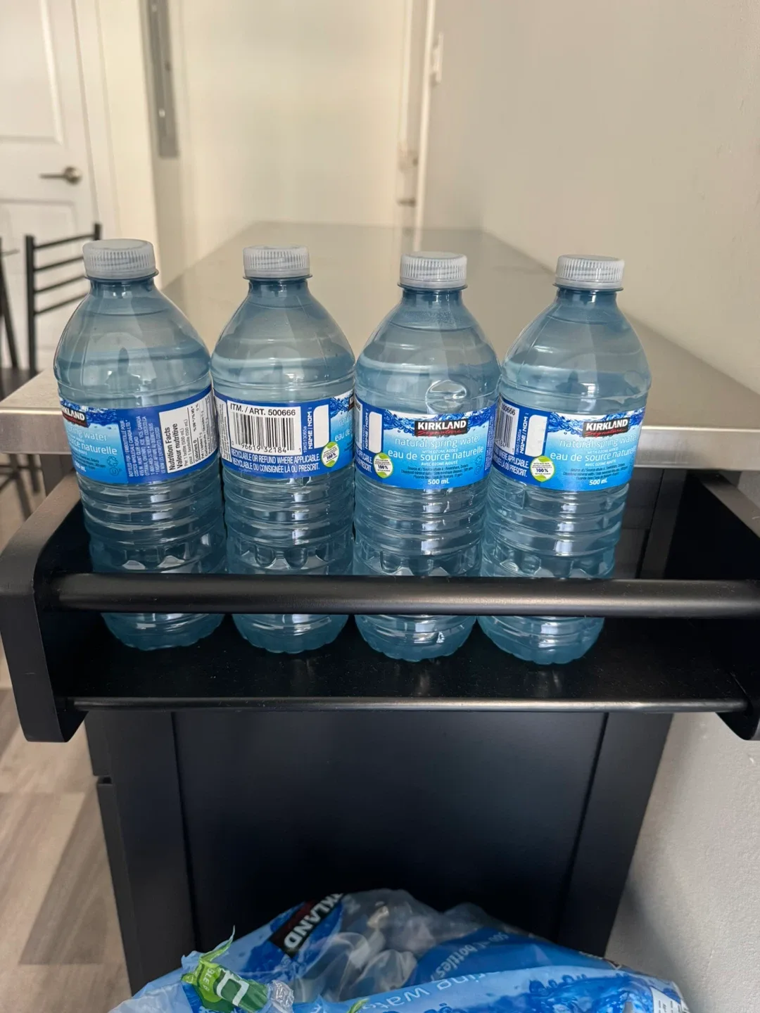 Black Kitchen Island Cart with Stainless Steel Top image indicator(3)