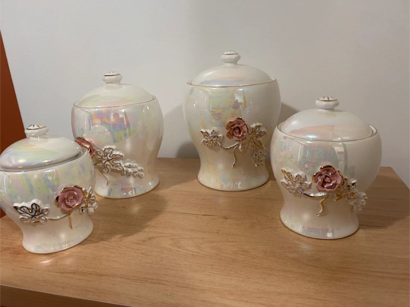 Vintage Ceramic Rose Canister Set