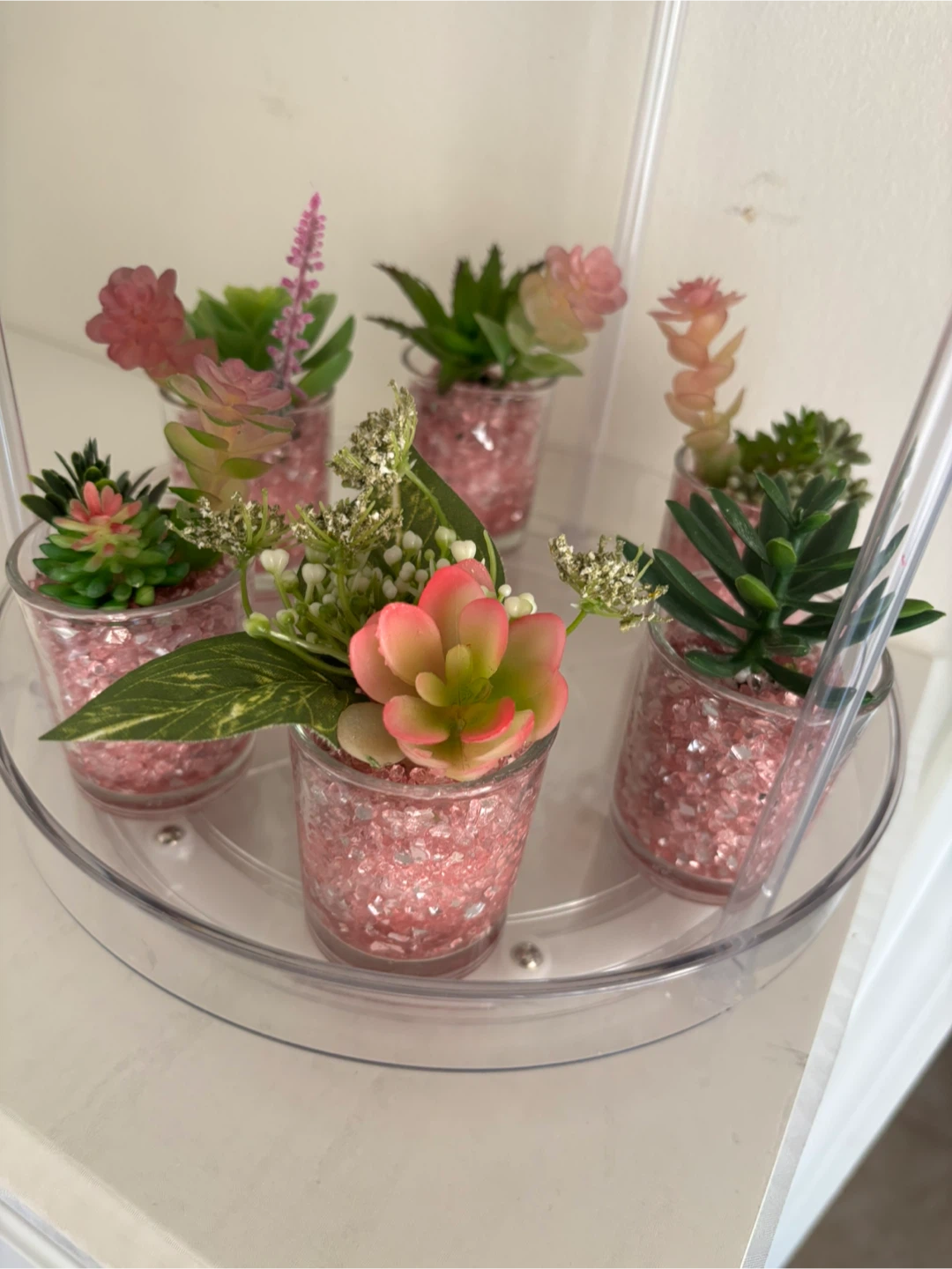 2” faux Succulents in Glass Pots, new - photo 3