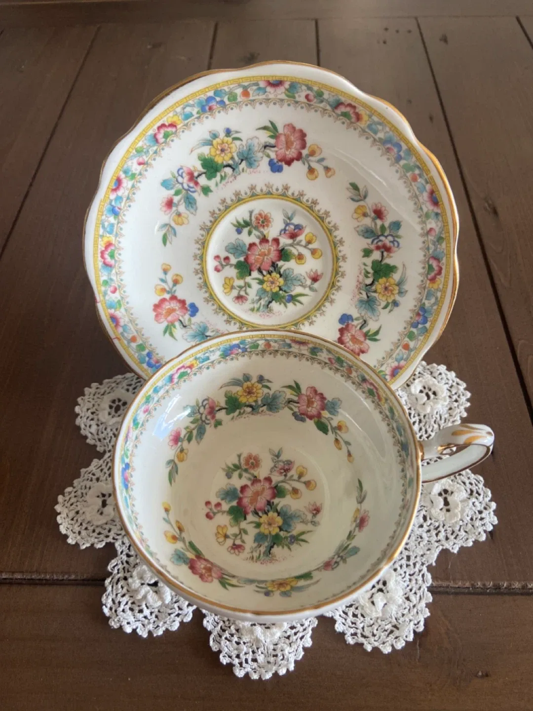 Foley Bone China "Ming Rose" Teacup & Saucer thumbnail