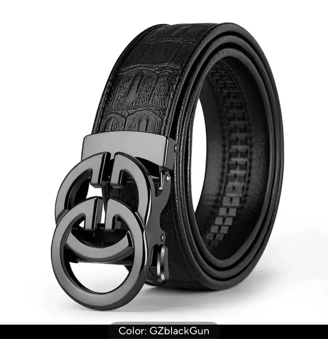 Gold Black Leather Belt - GZblackGun Colour thumbnail