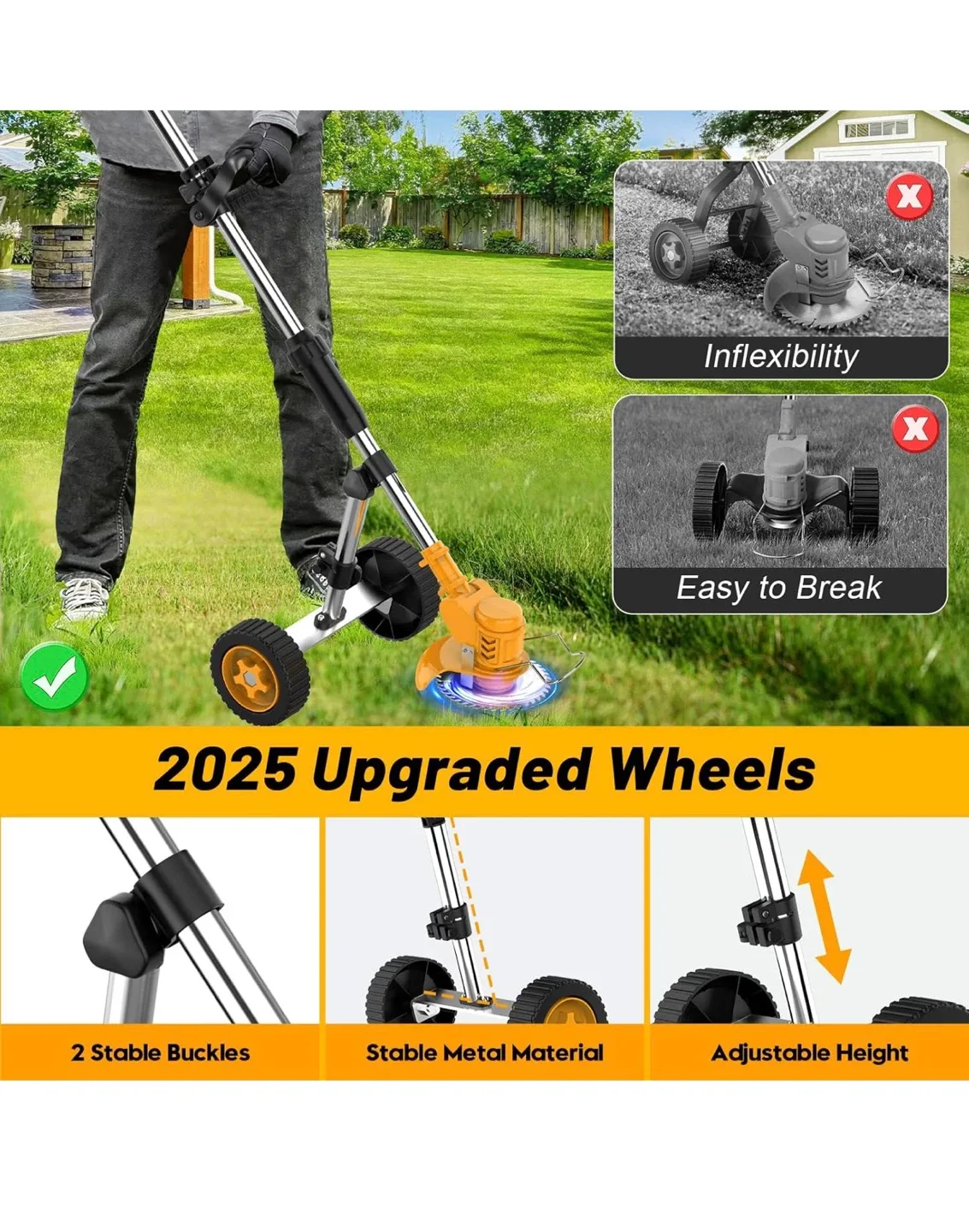 Lazenry Electric Weed Wacker with Wheels image indicator(4)