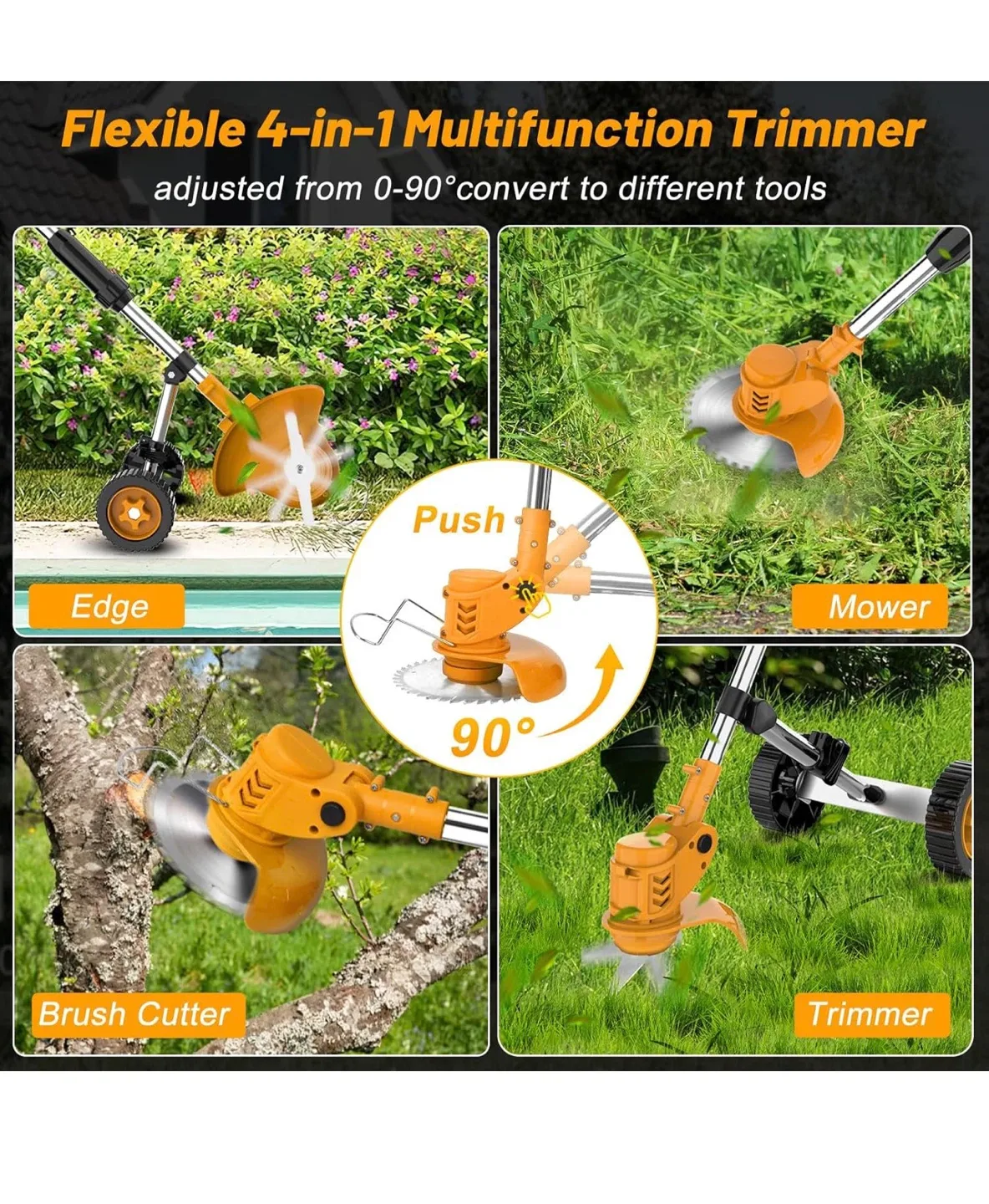 Lazenry Electric Weed Wacker with Wheels image indicator(6)