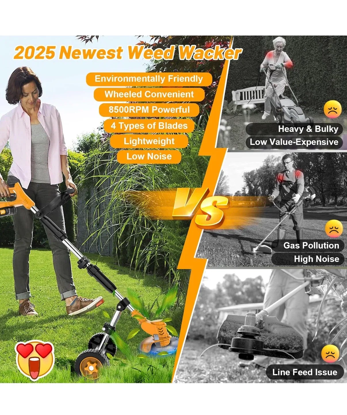 Lazenry Electric Weed Wacker with Wheels image indicator(5)