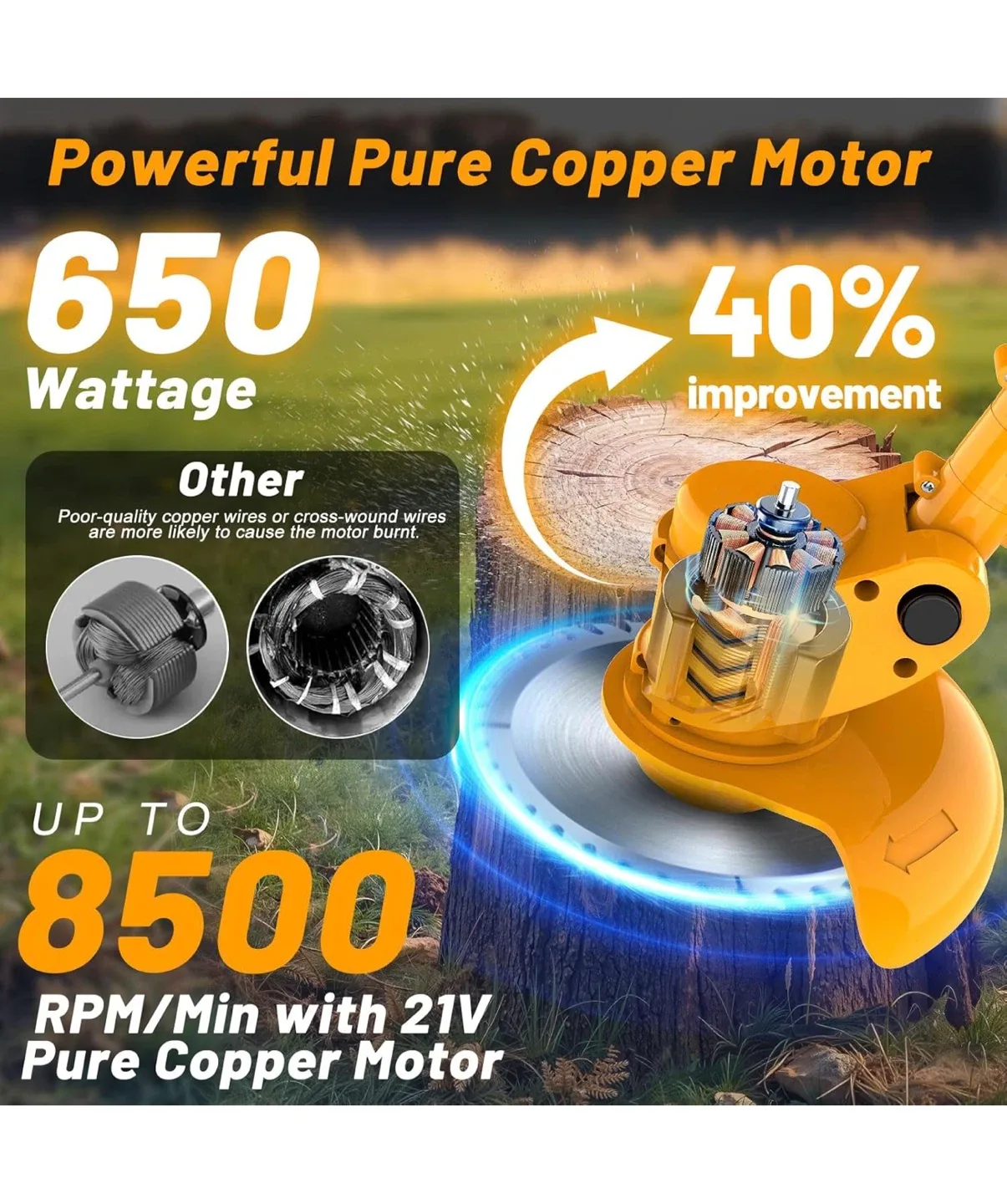 Lazenry Electric Weed Wacker with Wheels image indicator(7)