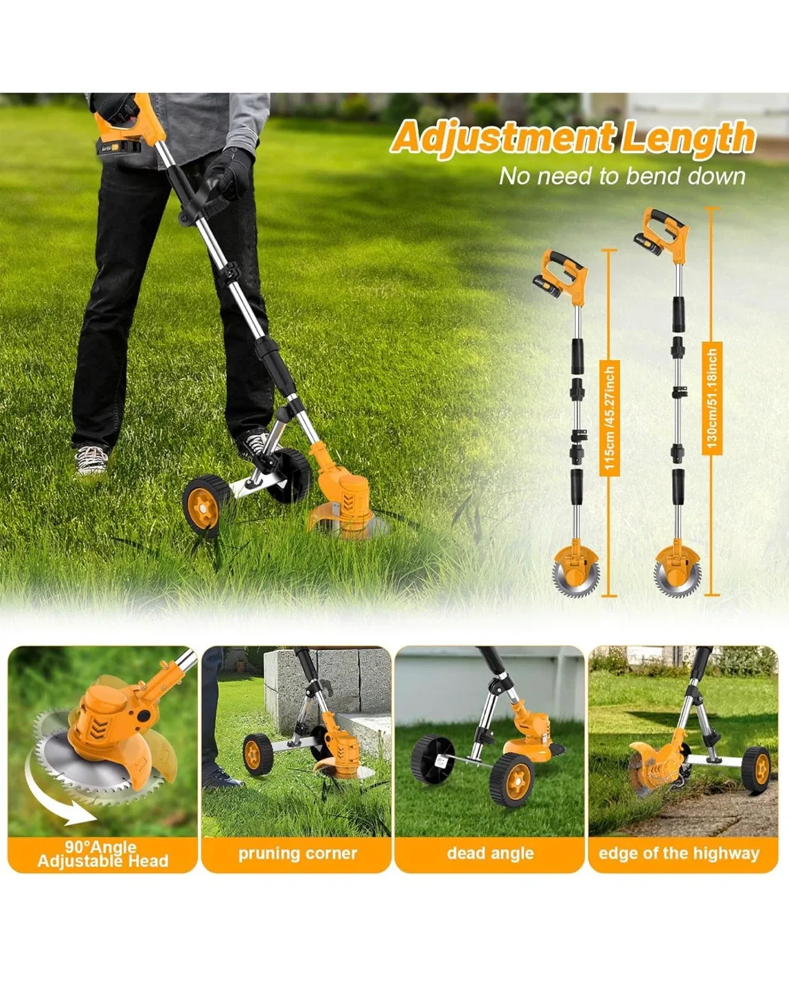 Lazenry Electric Weed Wacker with Wheels image indicator(9)