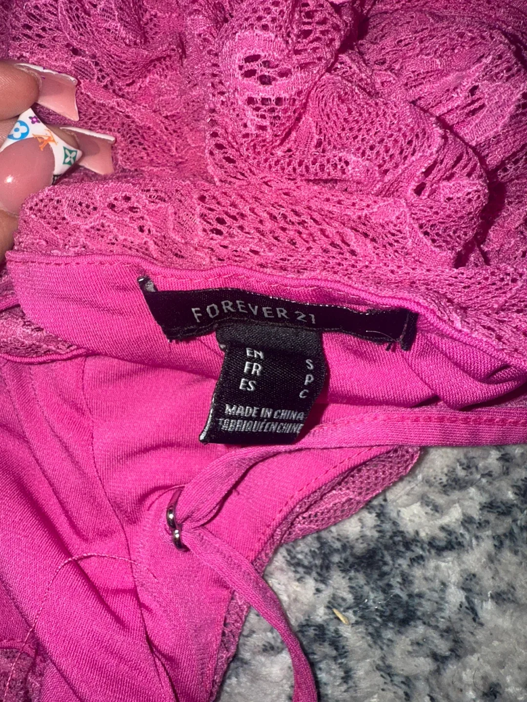 Forever 21 Pink Lace Bodysuit - Size Small image indicator(3)