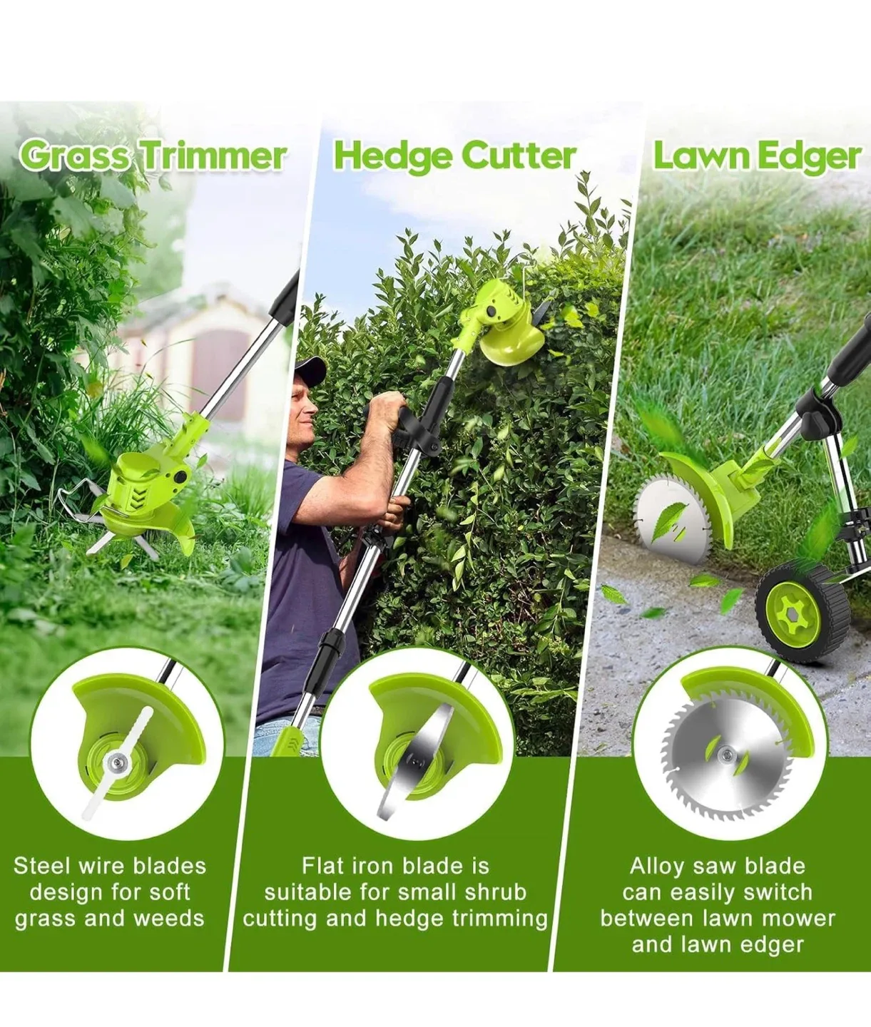 New 3-in-1 Cordless Grass Trimmer/Edger Kit image indicator(3)