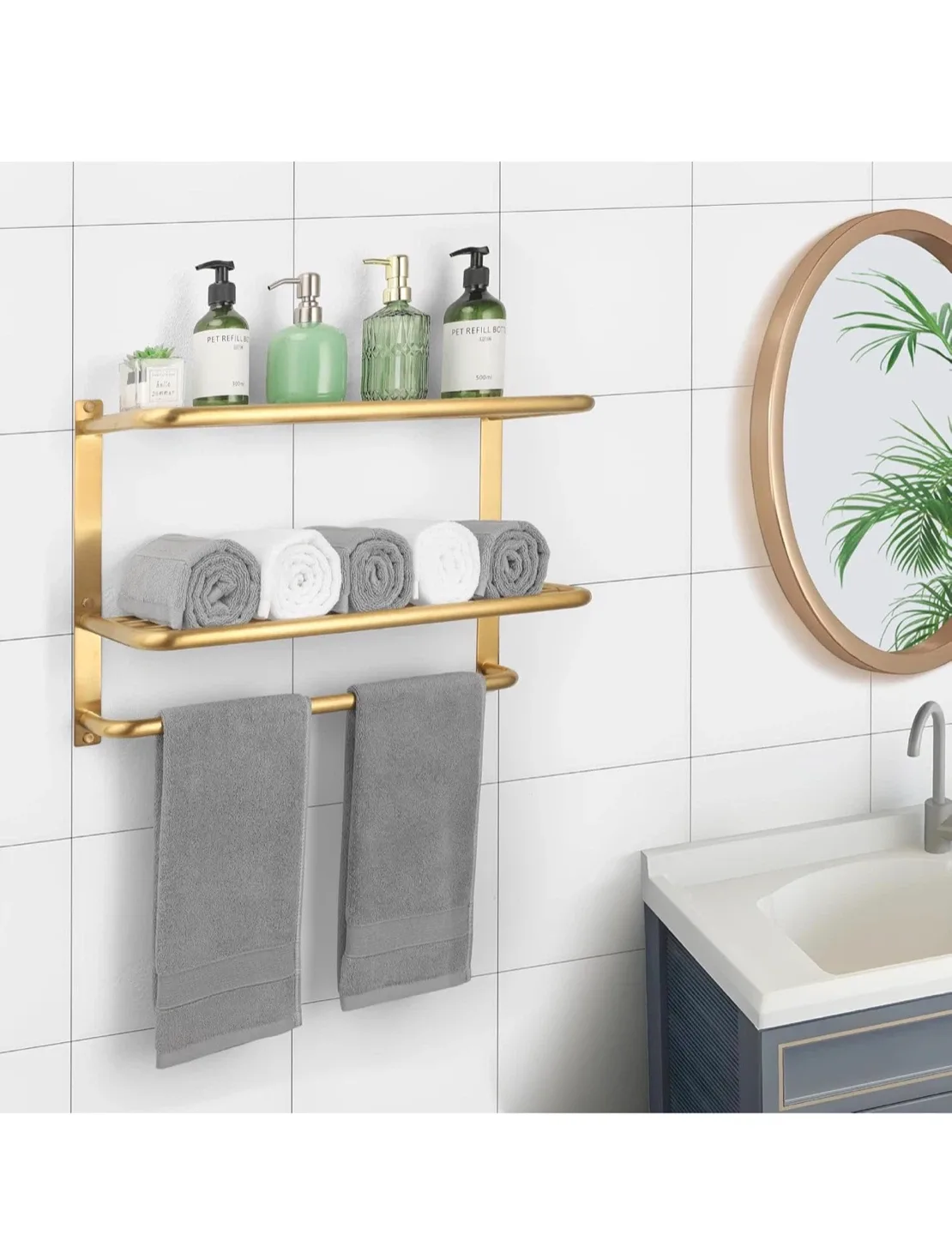 DELAM 3-Tier Gold Bathroom Towel Rack (22.8 Inch) image indicator(2)