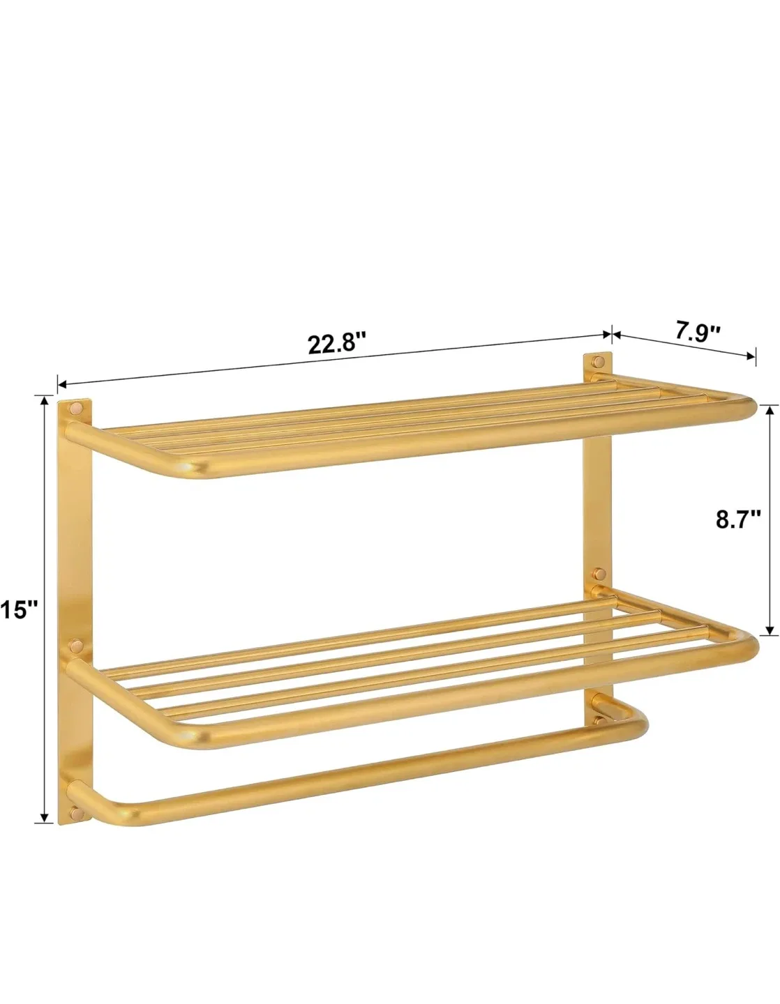DELAM 3-Tier Gold Bathroom Towel Rack (22.8 Inch) image indicator(3)