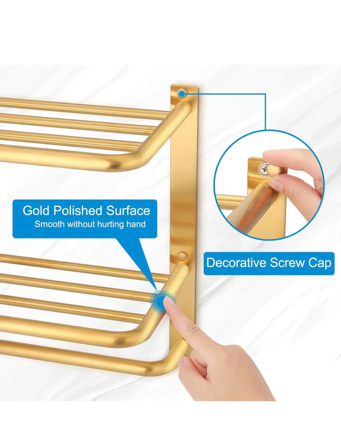 DELAM 3-Tier Gold Bathroom Towel Rack (22.8 Inch) image indicator(4)