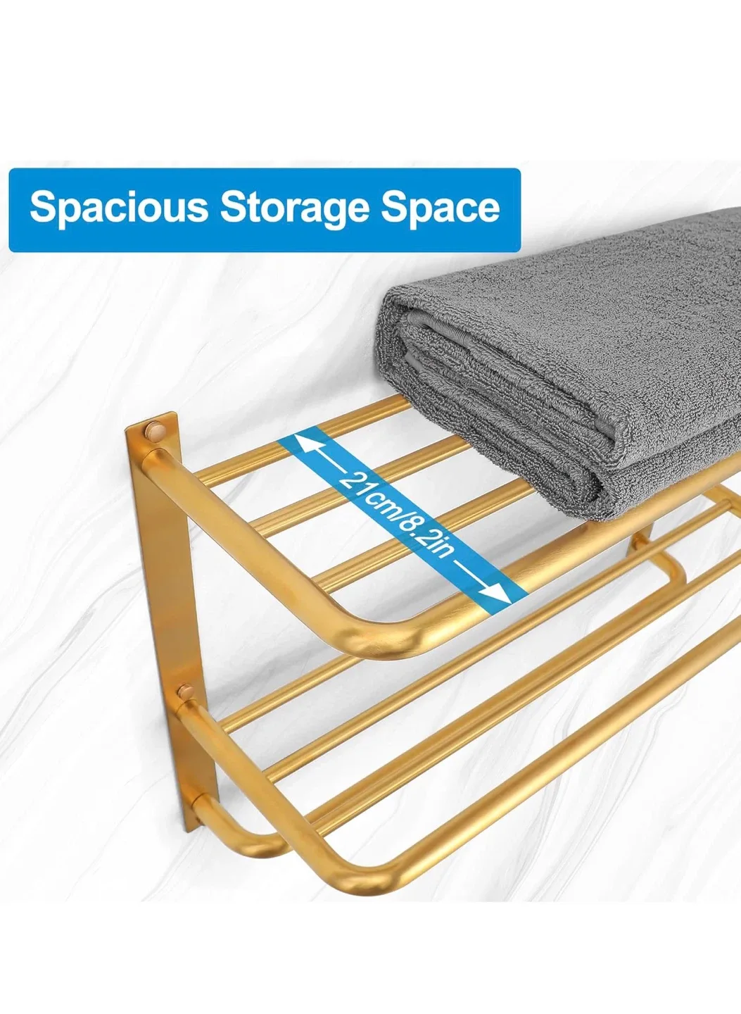 DELAM 3-Tier Gold Bathroom Towel Rack (22.8 Inch) image indicator(5)