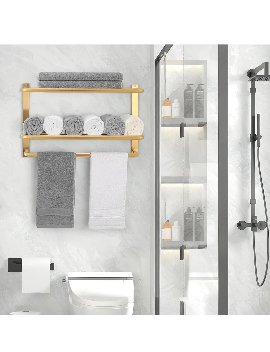 DELAM 3-Tier Gold Bathroom Towel Rack (22.8 Inch) image indicator(7)